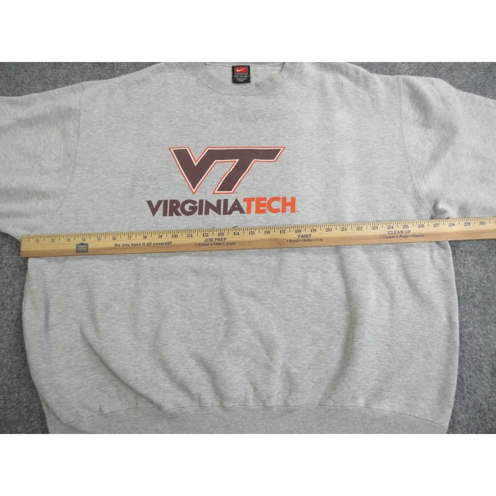 VTG Virginia Tech Hokies Sweatshirt Mens 2XL‎ Gray Center Swoosh Football Nike